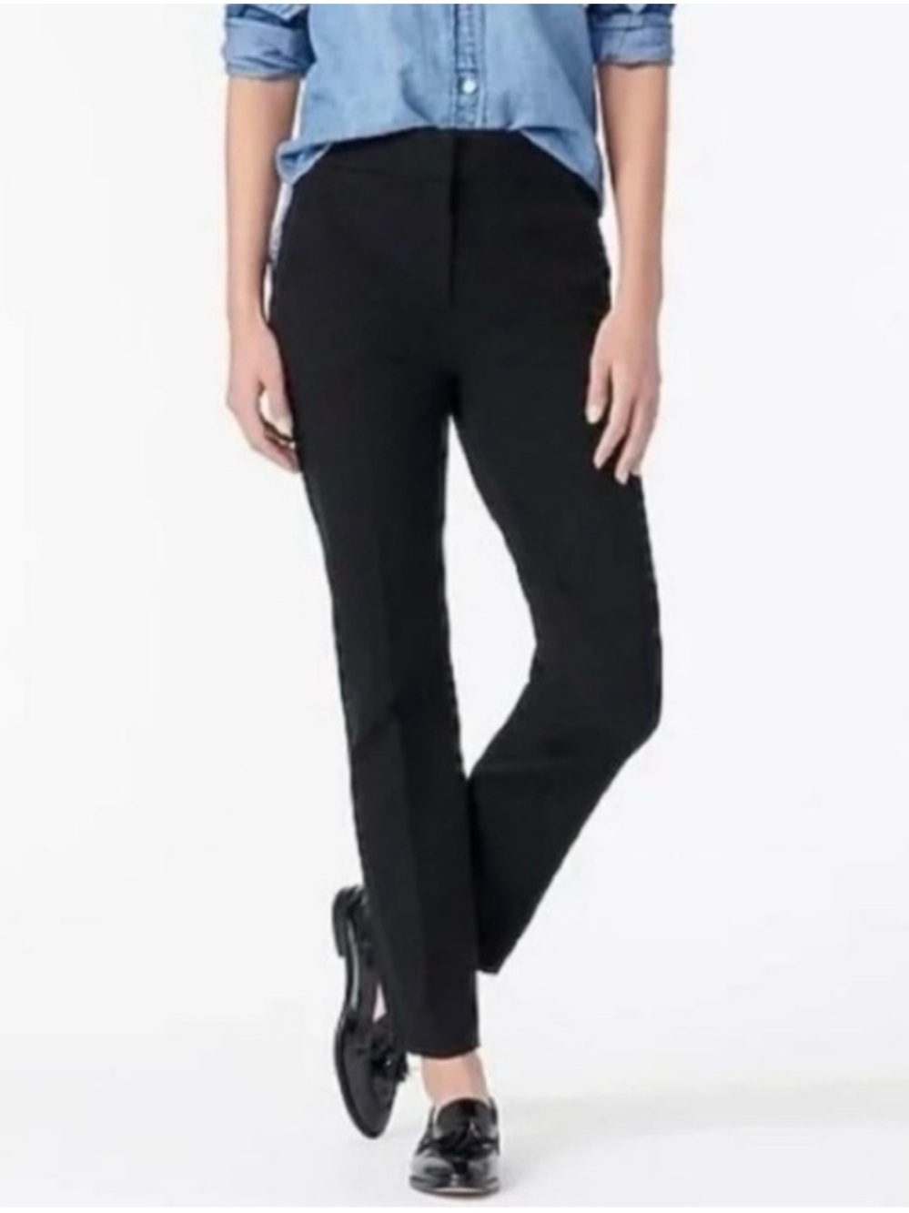 J. Crew Remi Black Trousers Straight Leg Pants SZ 4 Preppy Classic